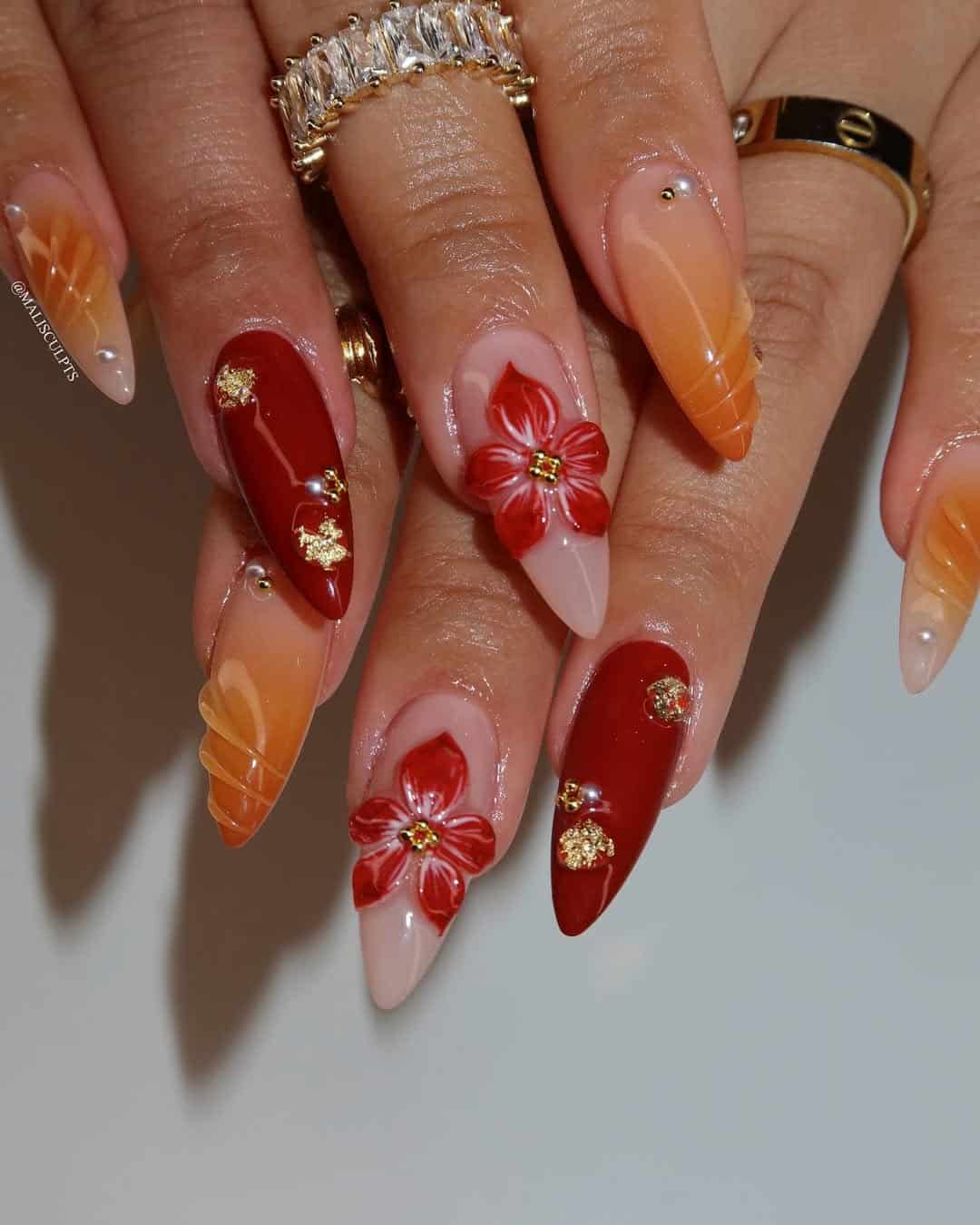 When Red Nails Go Maximalist, Subtle Is Out the Window- So, Copy These Designs!