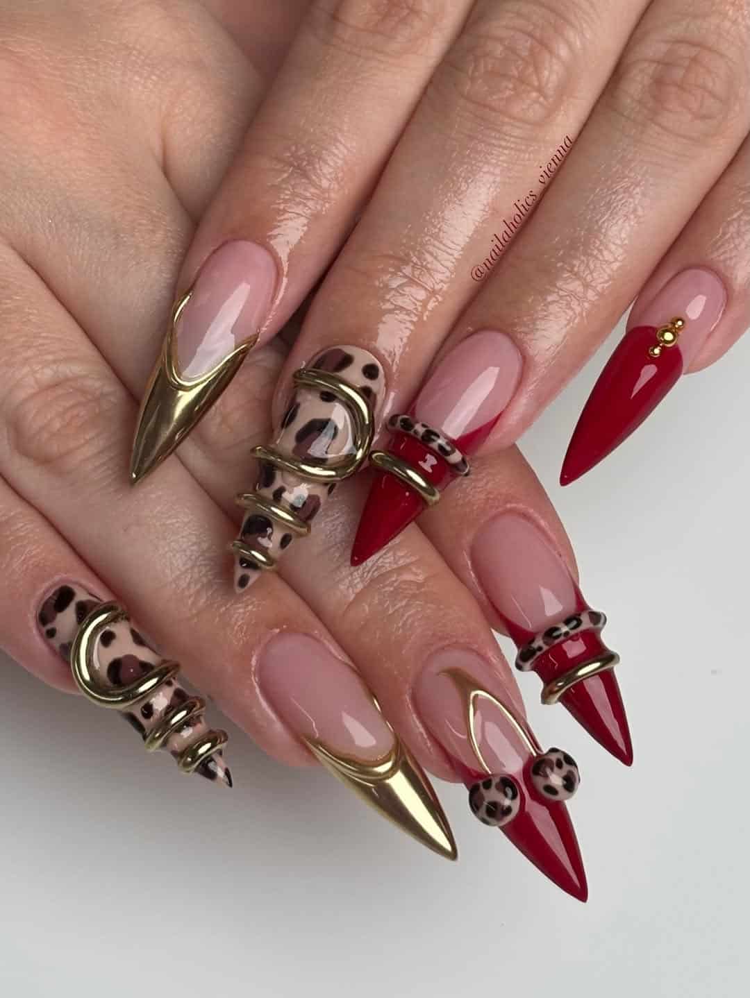 When Red Nails Go Maximalist, Subtle Is Out the Window- So, Copy These Designs!