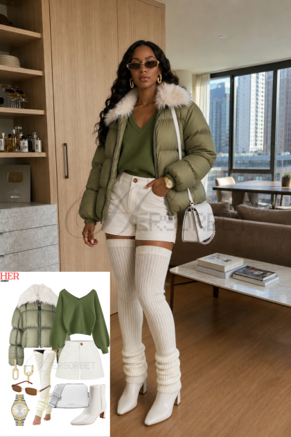 Green Puffer Jacket Outfit: Winter Streetstyle